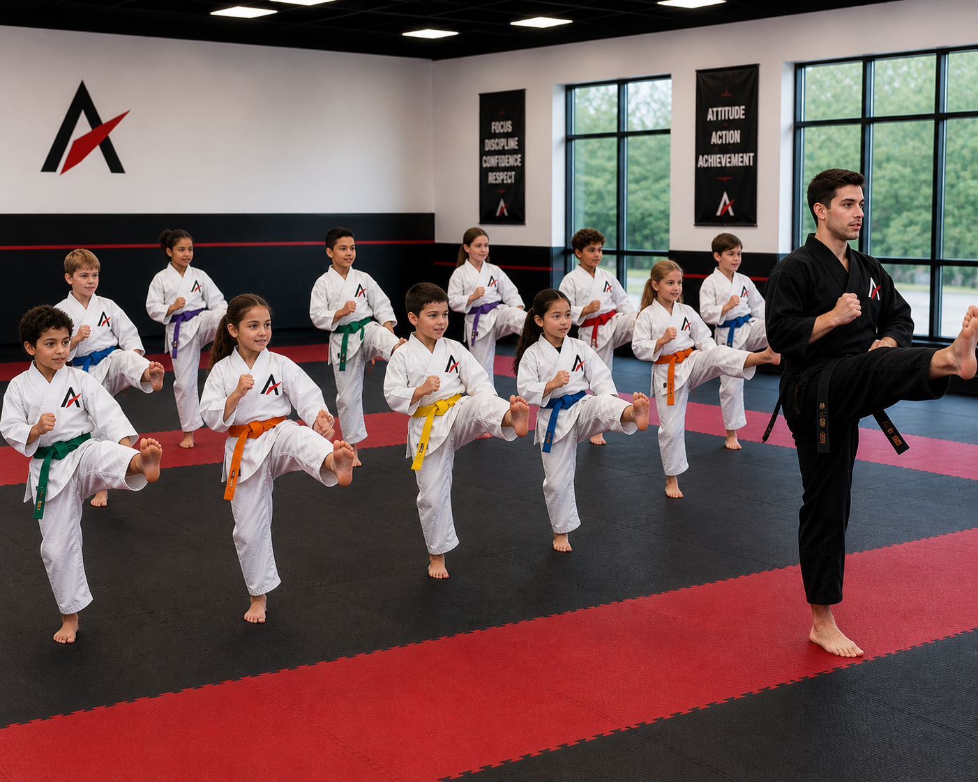 Group class at Assertive Defense Karate in Magnolia